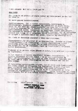 S 1979 01 06 lomholt elling press release mr klein st petri exhibition 001